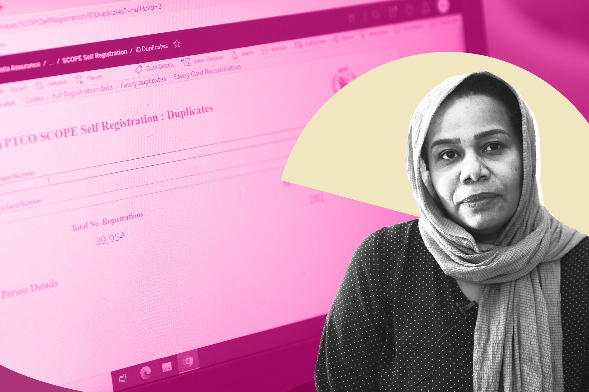 Women on magenta abstract background