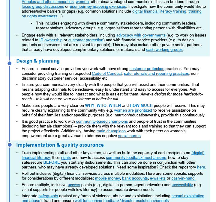 Strengthening (digital) financial inclusion along the project cycle