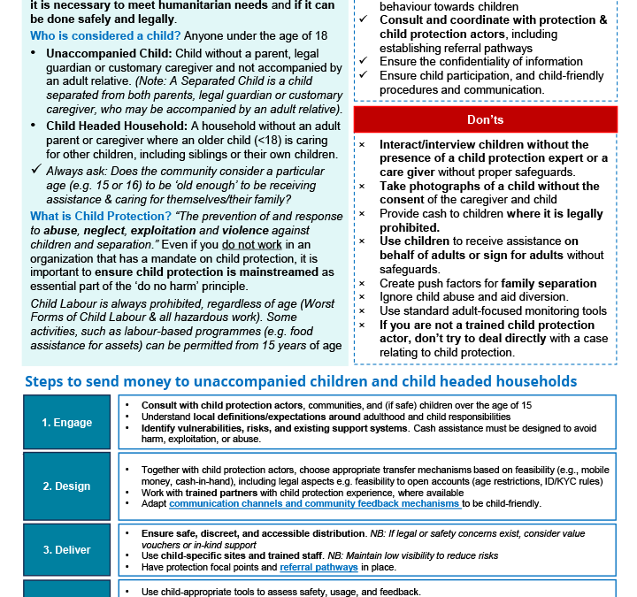 Sending money to unaccompanied children and child-headed households