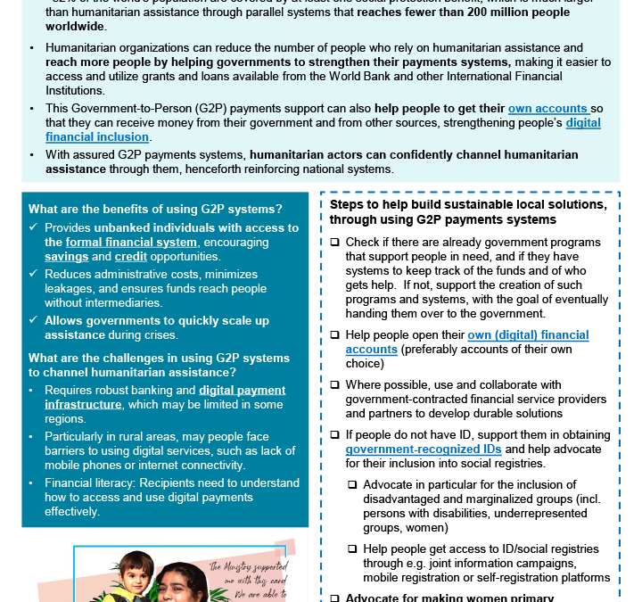 Strengthening digital financial inclusion through G2P payments and Social Protection