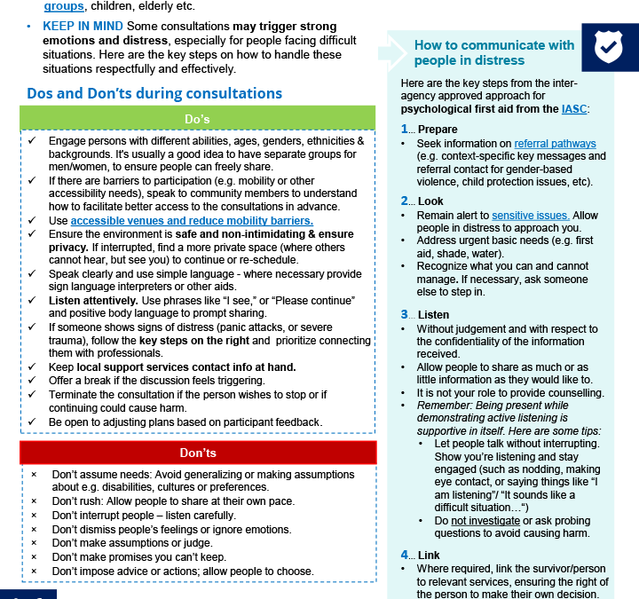 Safe & inclusive consultations with communities