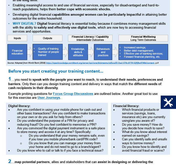 Tips on how to design digital and financial literacy trainings