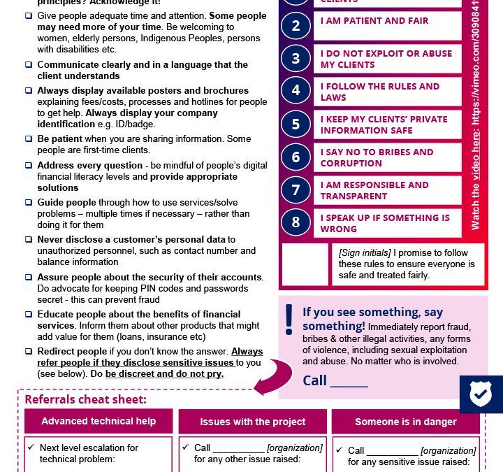 Tipsheet for customer-facing staff
