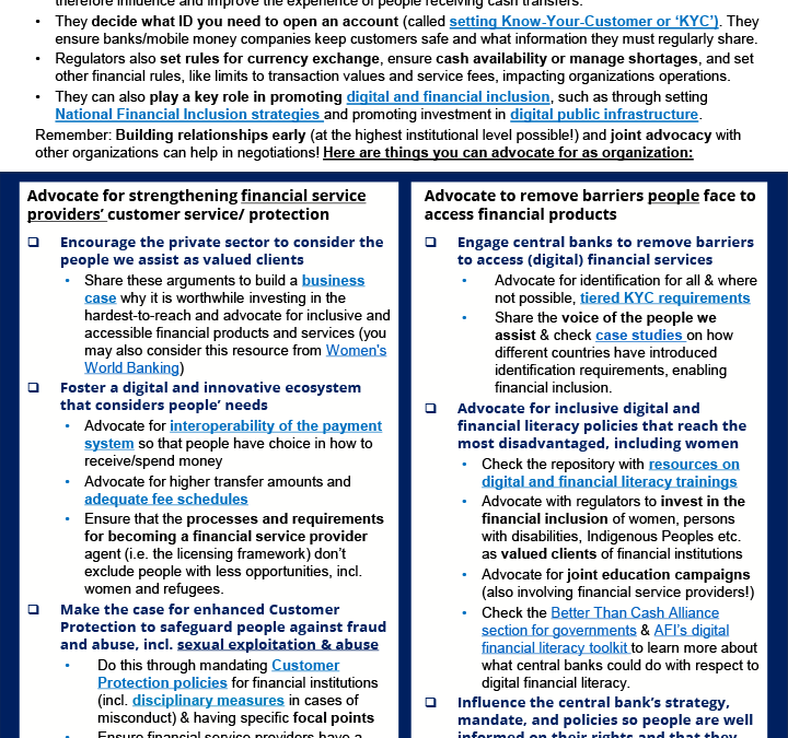 Why and how to engage with central banks & other regulators