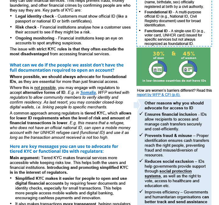 Advocate for people to be able to open an account, even if they don’t have formal ID