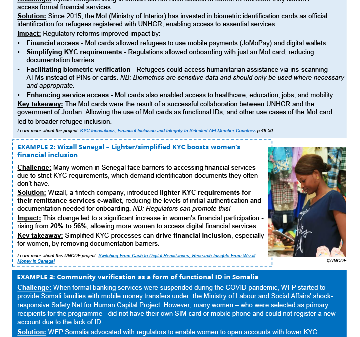 Examples of regulatory innovation for enhanced digital and financial inclusion