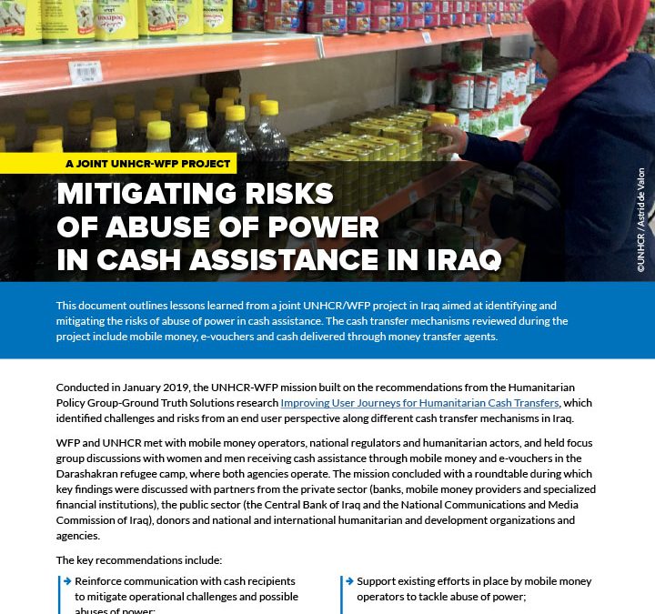 Mitigating risks of abuse of power in cash assistance in Iraq