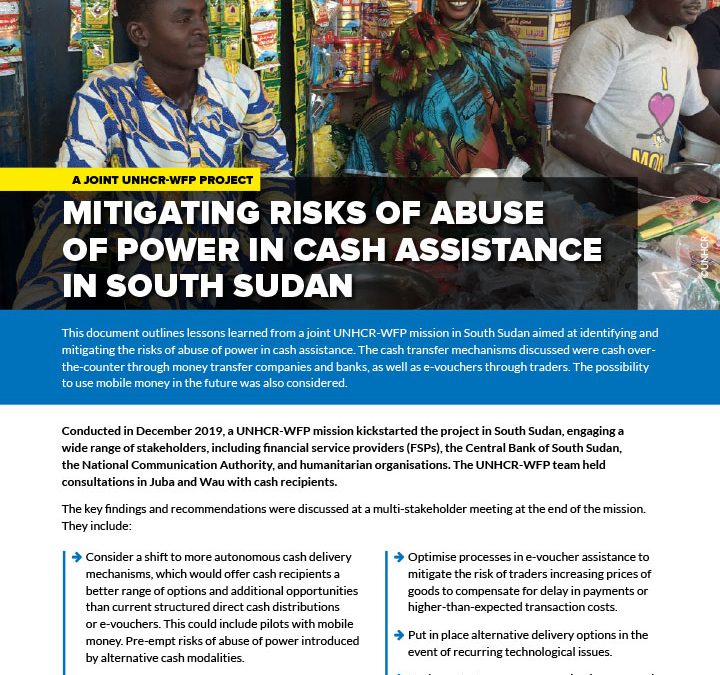 Mitigating risks of abuse of power in cash assistance in South Sudan